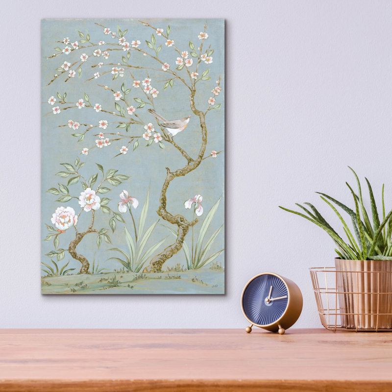 «Spring Mural 1 Blue» par Julia Purinton, art mural en verre acrylique, H 16 po x l 12 po x P 0,13 po