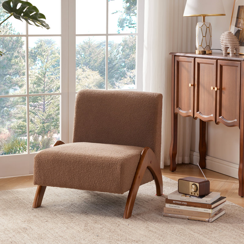 Chaise d'appoint rembourrée avec pieds en bois, Brun