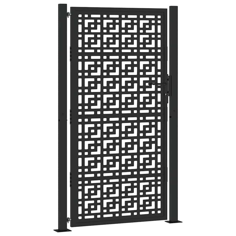 Barrière de jardin vidaXL noire en acier de 105 x 180 cm, 39,4 po x 68,9 po, Noir