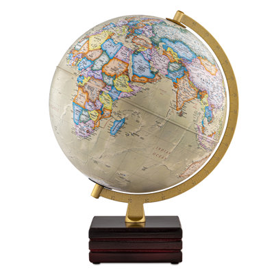 Horizon 12-inch Antique Ocean Desk Globe with Wood Base and Metal Meridian (Non-Illuminated)