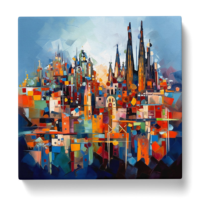 City Of Barcelona Abstract Art No.4 - Print, 50cm H x 50cm W x 3cm D