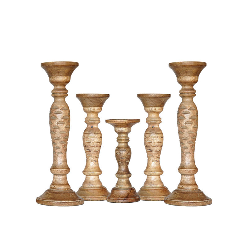 15'' H Wood Tabletop Pillar, Wallnut