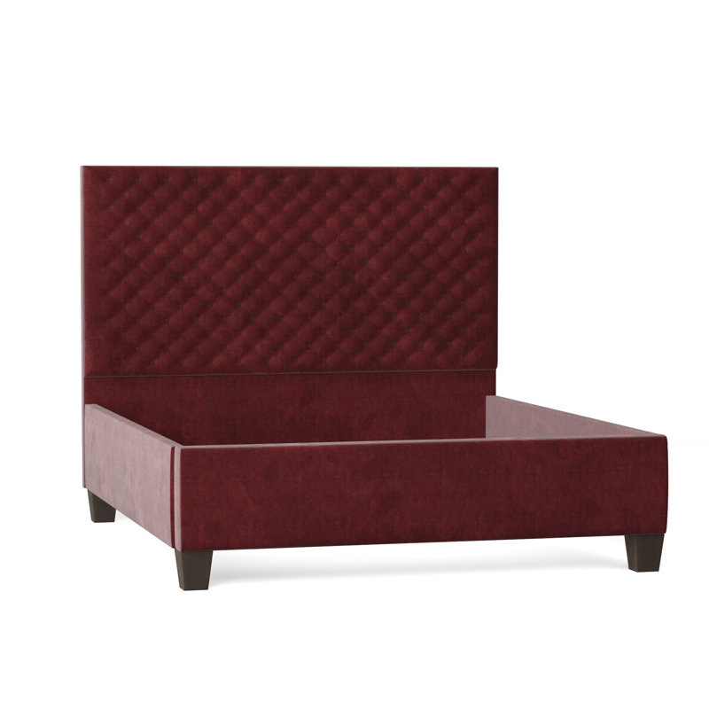 Lit plateforme tapissier Leigh, Grand, Rubis Savona, Brun acajou