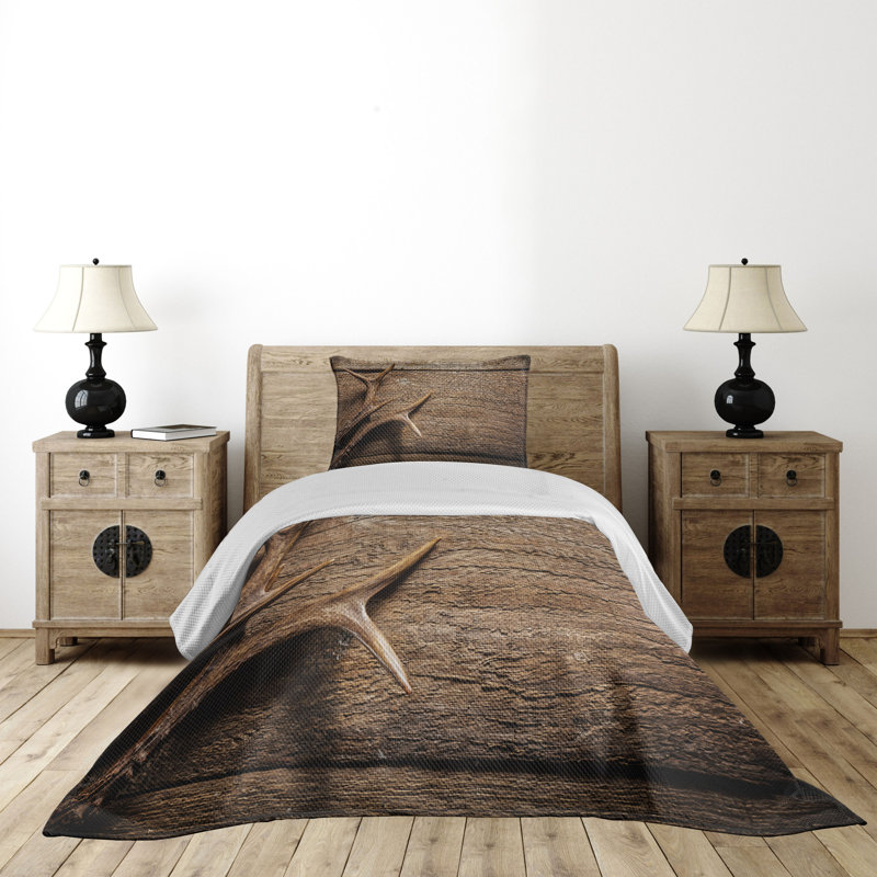 Twin Rustic Antler Print Polyester Bedspread Set