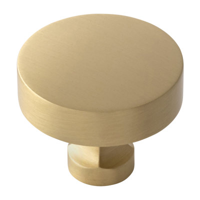Parkview Collection Round Knob - 1-1/2 " Diameter Cabinet Knob Satin Brass - Transitional Hardware for Drawers & Cabinets