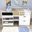 Lit mezzanine simple en bois avec bureau, tablette et tiroirs-890351328