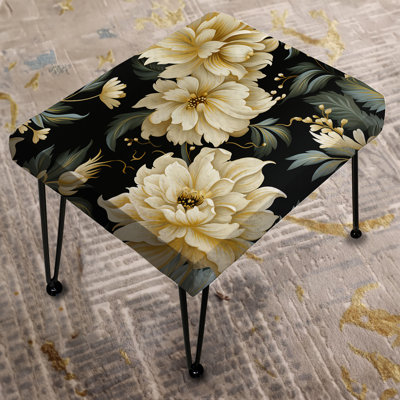 Ornate Damask Opulence - Floral Rectangle Ottoman