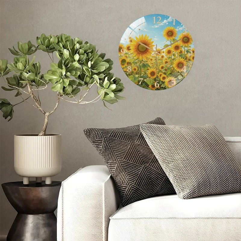 Horloge murale en verre tournesol