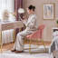 Flower Shape Tub Chair with Golden Metal Legs -724882313