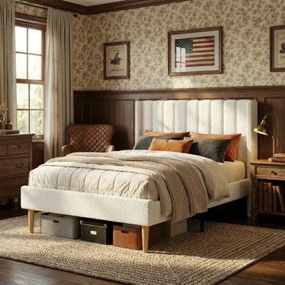 Deeb Vertical Channel Tufted Wingback Platform Bed