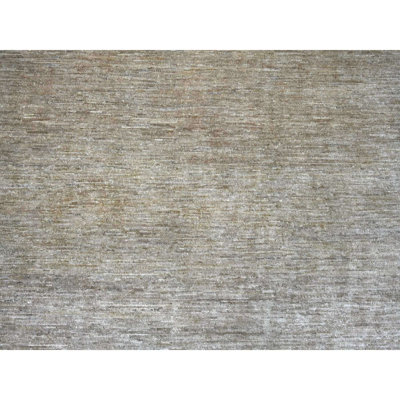 Tapis kaki de 11 pi 8 po x 15 pi 3 po brun uni kaki tissé à la main Ghazni