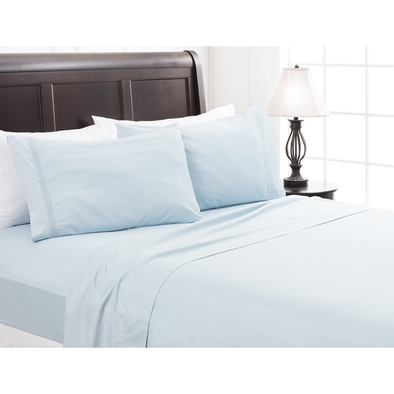 Ultra Soft Microfiber Percale Sheet Set, Blue, Queen Sheet Set with Fitted Sheet