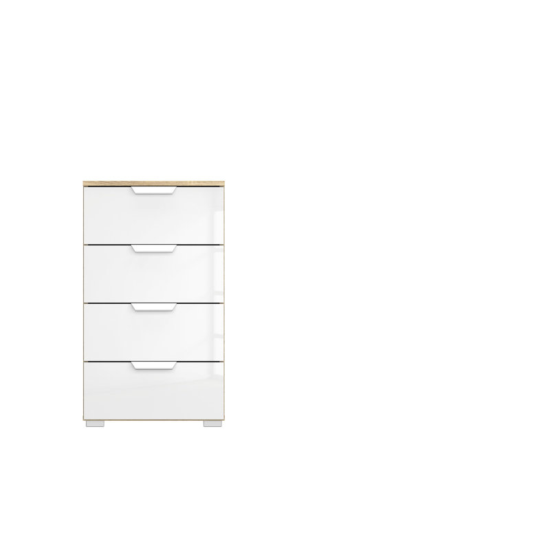 Aditio 4 Drawer Chest Drawer, Oak sonoma/High-gloss white