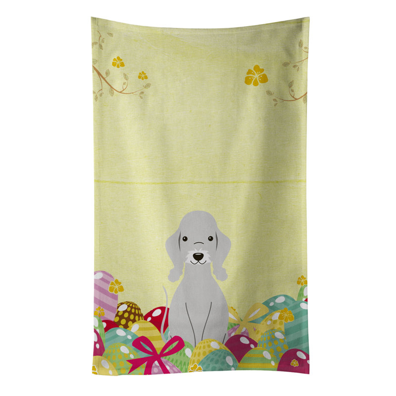 Serviette de thé bedlington terrier pâques œufs