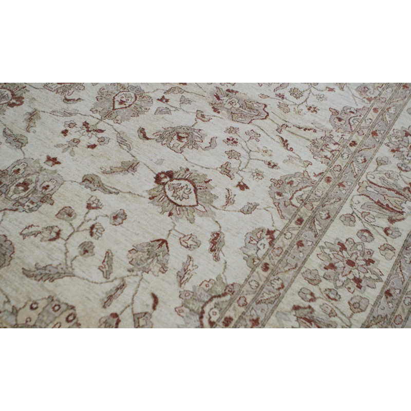 Tapis ivoire et beige noué à la main de haute qualité
