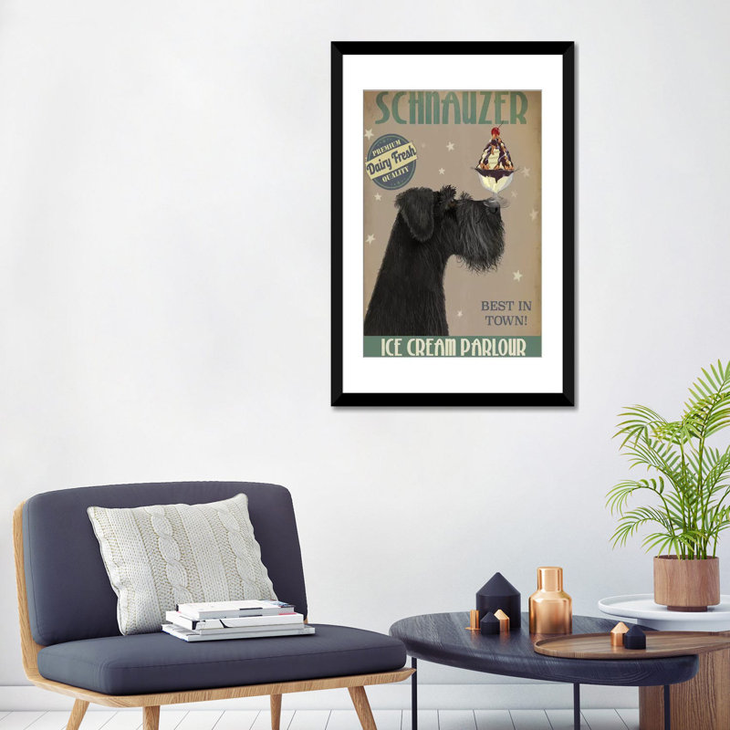 « schnauzer ice crème », reproduction d’impression sur toile tendue Fab Funky, H 24 po x l 16 po x P 1 po, Blanc