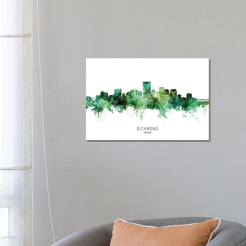Richmond Virginia Skyline Green by Michael Tompsett - Wrapped Canvas Print, 66.04 cm H x 45.72 cm W