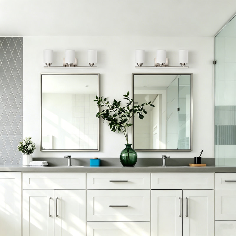 Éclairage pour meuble-lavabo Burdene, Nickel brossé, 3
