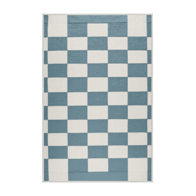 Machine Washable Checkered Beige Area Rug