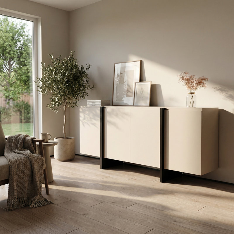 Bhahadur 70.9" Sideboard with Matte Finish, Cashmere/Black