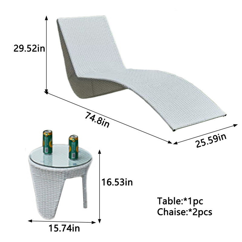 Chaise longue en rotin pour l'extérieur, Blanc