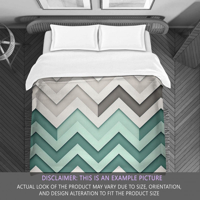 Chevron Comforter, King Comforter, Gray/Turquoise