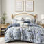 Couette King 7 pièces avec imprimé floral vintage, texture, design réversible, entretien facile toutes saisons et côtés rayés, confort moelleux