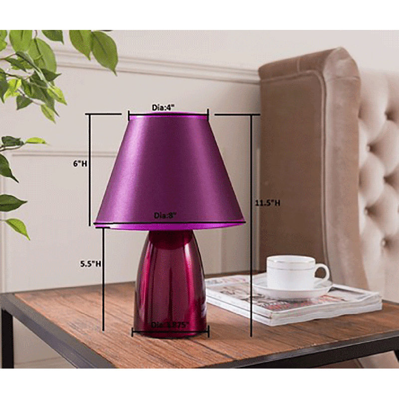 Lampe de table en métal avec abat-jour en tissu 11,5 po Andresen, Mauve