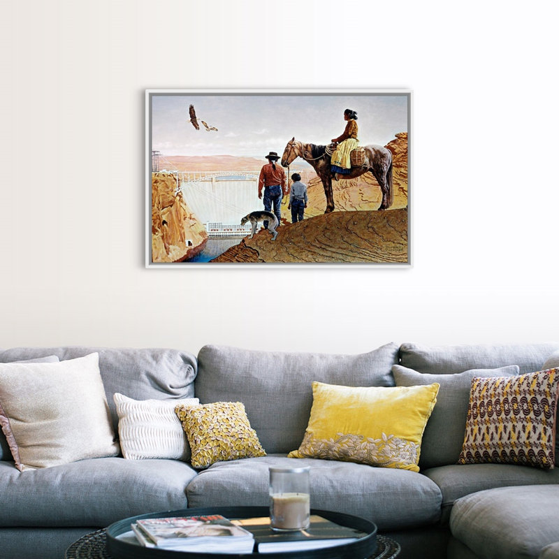 Art mural sur toile Norman Rockwell Glen Canyon Dam, H 34 po x l 50 po x P 1,75 po, Cadre flottant blanc