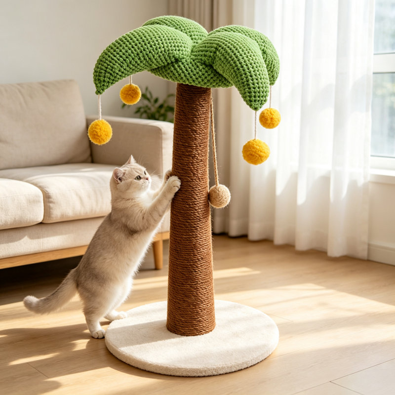 Grattoir à griffes tropical en sisal, H 26,38 po x l 13,39 po x P 13,39 po 