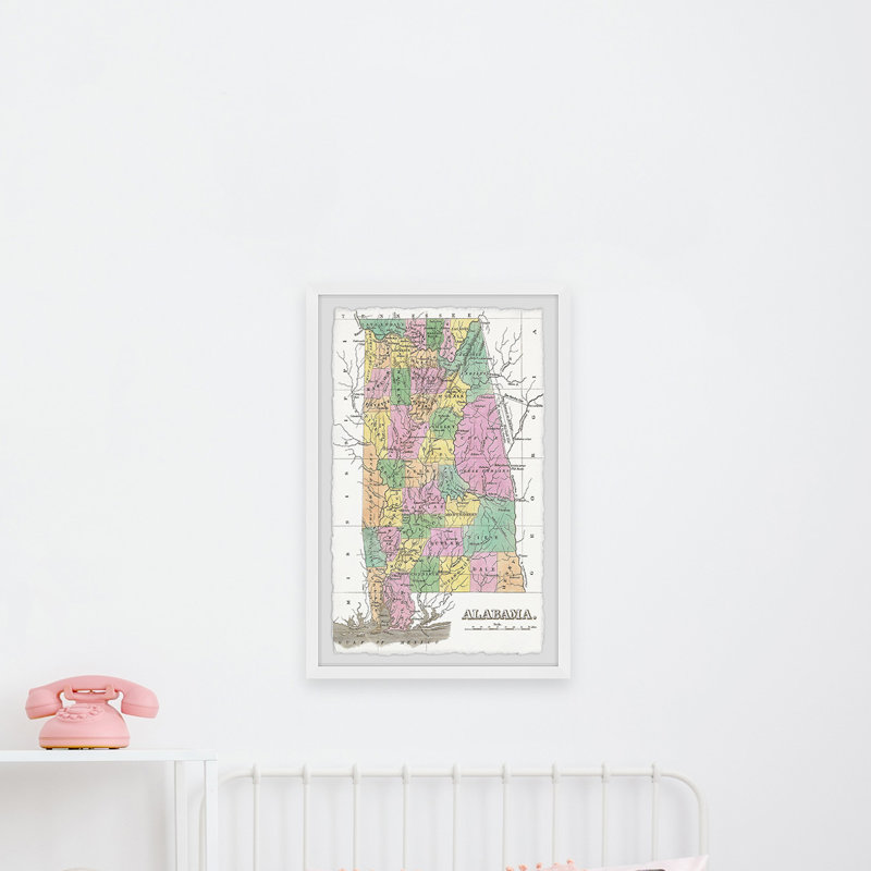 Colored Alabama - Reproduction d'art graphique sur papier encadré, H 36 po x l 24 po x P 1,5 po