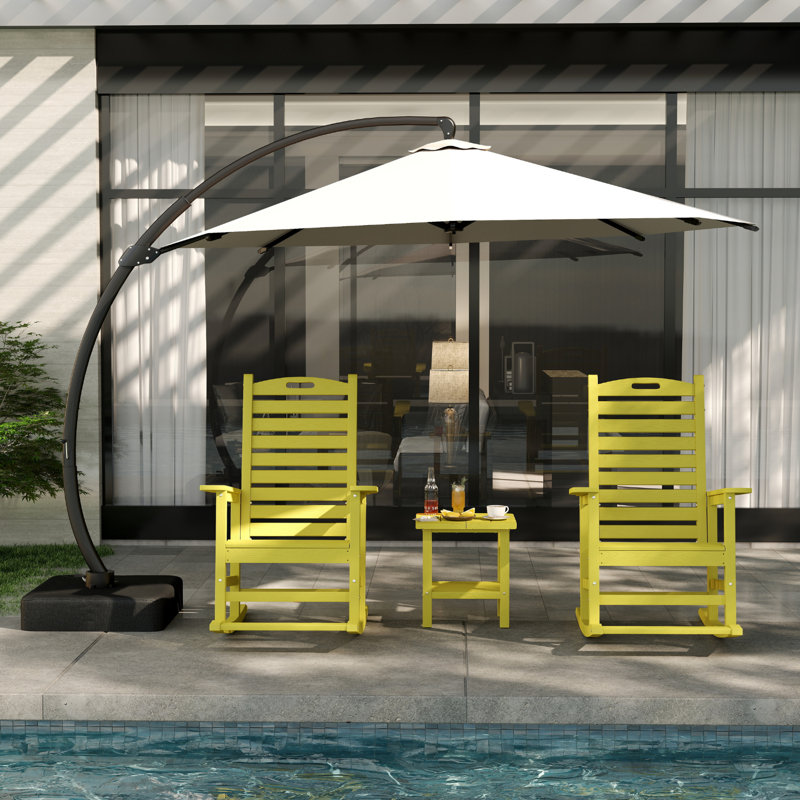 Chaise berçante surdimensionnée en PEHD d'extérieur, Jaune