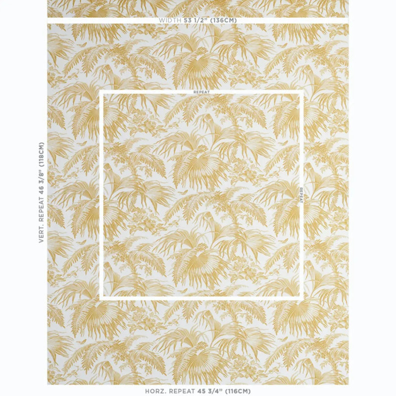 Schumacher x Jill Lasersohn Toile Tropique Fabric, Gold
