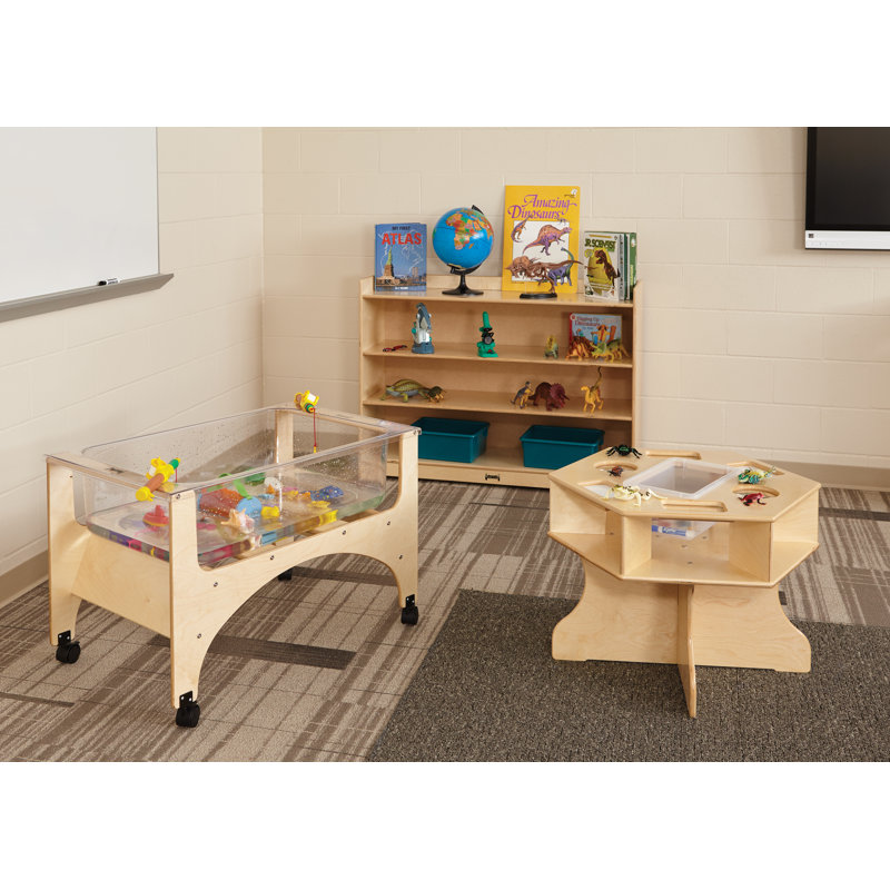 Adjustable Kids' Light-Brown Wooden Mobile Bookcase with Lip