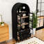 Grand garde-manger arqué avec tablettes réglables, 2 tiroirs et portes en verre-115984559