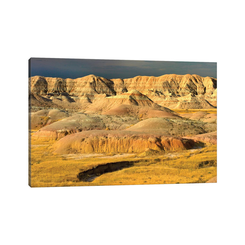 Eroded Buttes Showing Layers Of Sedimentary Rock, Badlands National Park, South Dakota 1 Piece Wall Art on Canvas, Canvas