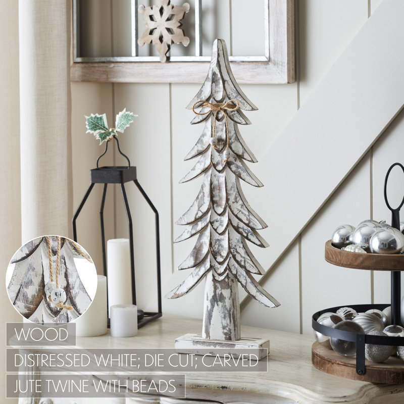 Arbre en bois blanc vieilli Timber Tidings, H 21 po x l 8,5 po x P 2 po