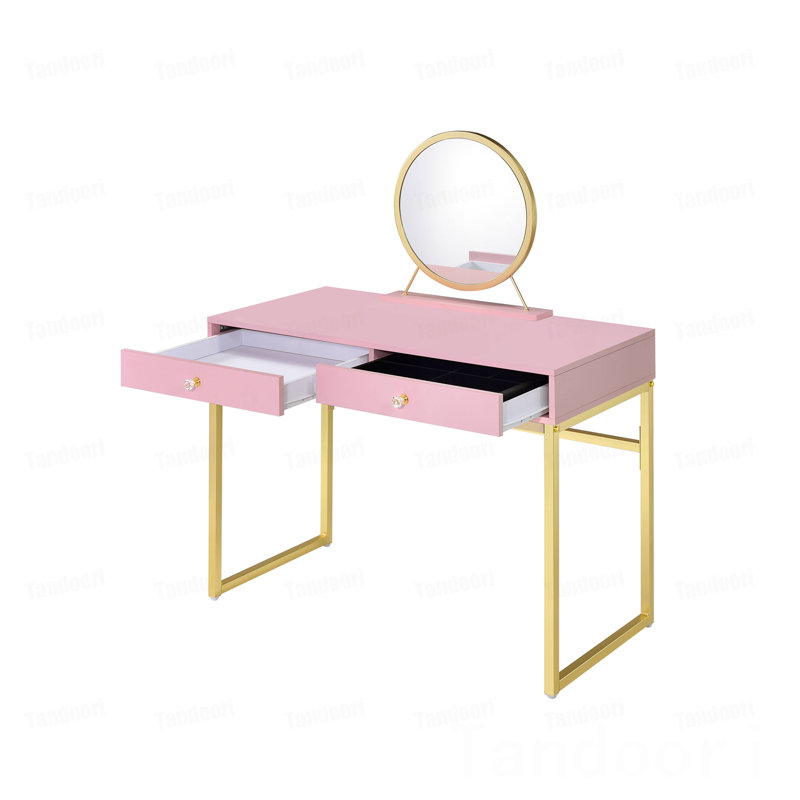 Bureau rose et coiffeuse avec miroir Coleen