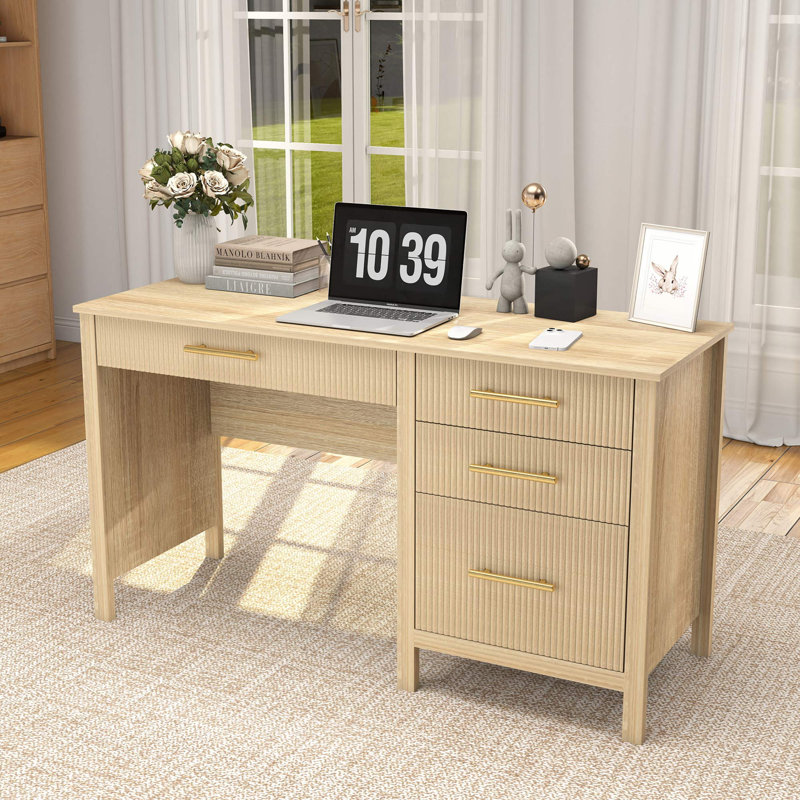 54" Executive Desk with File Cabinet 