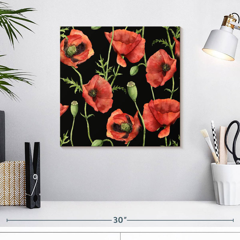 Harnek - coquelicots et fleurs, H 16 po x l 16 po