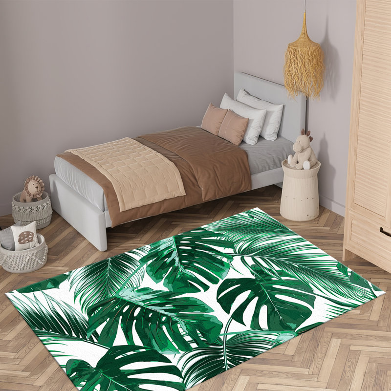 Contemporary Non Woven Soft Type Printed Rug with Intricate Floral Pattern in Subtle Tones Ideal for Modern Living Room Decor