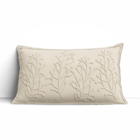 Hollin Embroidered Cotton Lumbar Throw Pillow