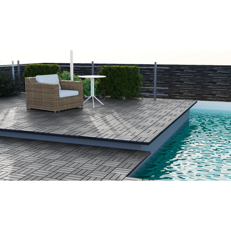 BEEFurni - Carreaux de terrasse en bois emboîtables 12 po x 12 po, Gris clair