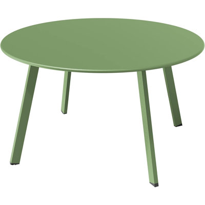 Round Steel Patio Coffee Table, Weather Resistant Outdoor Accent Table, Large Side Table For Patio Balcony Yard, Bean Green