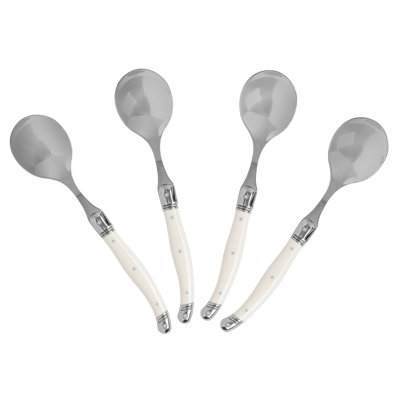 Ensemble de 4 cuillères à soupe French Home Laguiole avec fausses poignées ivoire
