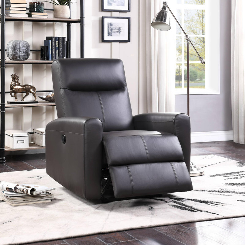 Fauteuil inclinable électrique brun en cuir fleur