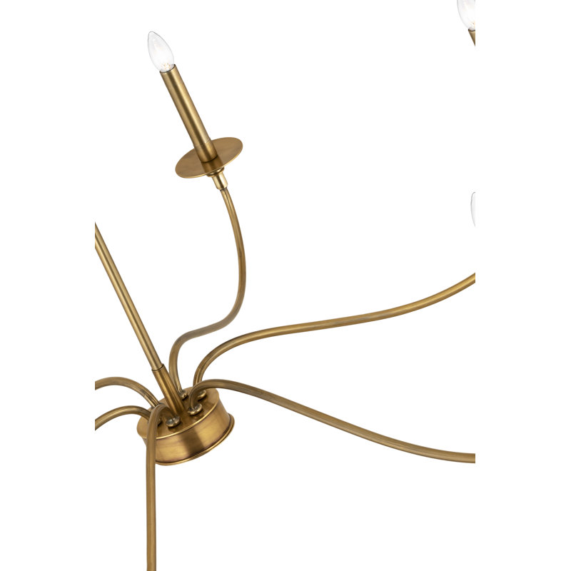 Ajmer 6 - Light Dimmable Classic / Traditional Chandelier, 29" H x 42" W x 42" D, Rubbed Brass