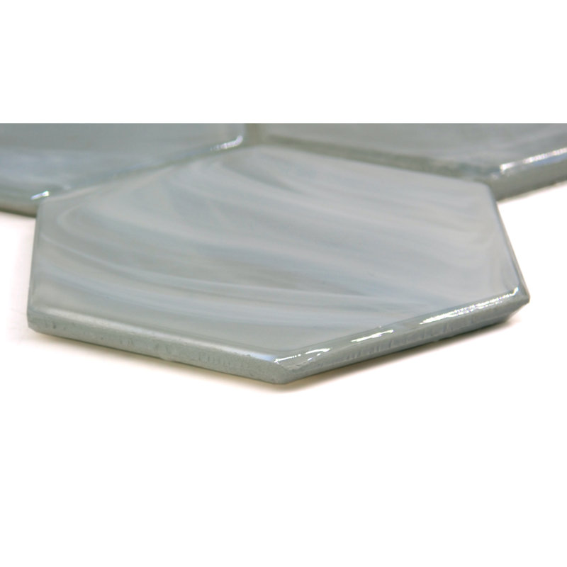 Splash™ Moss 10" x 10" Glass Honeycomb Mosaic Tile, SIlver