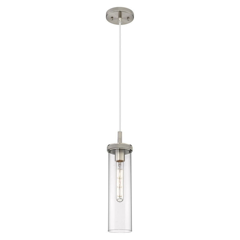 Downtown Urban - Nelms - 1 Light 4" Cord Hung Pendant, Clear, Satin Nickel