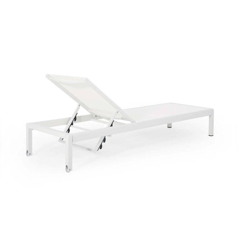 Chaise longue, ensemble de 2, pour l'extérieur, Blanc